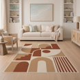 thumbnail image 1 of ODIKA 5'x7' Washable Area Rug Beige Terracotta Geometric Blocks Modern Abstract with Arches and Lines for Dining Room, Under Table, Home Office, Non-Slip Chair-Friendly, 1 of 7