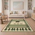 thumbnail image 1 of ODIKA 5'x7' Washable Area Rug Cabin Motif Forest Border Wildlife Print Motifs Lake Fishing Flowing Dynamic for Dining Room, Under Table, Home Office, Non-Slip Chair-Friendly, 1 of 7