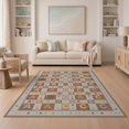 thumbnail image 1 of ODIKA 5'x7' Washable Area Rug Circle Abc Letter Grid Playroom Motif Border Classroom Alphabet Flowing Dynamic for Dining Room, Under Table, Home Office, Non-Slip Chair-Friendly, 1 of 7