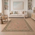 thumbnail image 1 of ODIKA 5'x7' Washable Area Rug Coral Elegance with Taupe Floral Accents Classic Garden Motif Detailed Border Design for Guest Room, Lounge, Apartment, Non-Slip Low Profile, Stain Resistant, 1 of 7