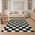 thumbnail image 1 of ODIKA 5'x7' Washable Area Rug Diagonal Dot Mosaic Entry Music Long Entryway Checkered Geometric Refined for Guest Room, Lounge, Apartment, Non-Slip Low Profile, Stain Resistant, 1 of 7
