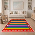 thumbnail image 1 of ODIKA 5'x7' Washable Area Rug Door Rows Lgbt Welcome Striped Bold Motif Interlocking Doormat Stripe Refined for Guest Room, Lounge, Apartment, Non-Slip Low Profile, Stain Resistant, 1 of 7
