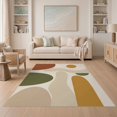 thumbnail image 1 of ODIKA 5'x7' Washable Area Rug Earthy Tones Abstract Geometric Shapes Design Contemporary Artistic with Motifs for Small Living Room, Bedroom, Easy Care, Non-Shedding, Pet Friendly, 1 of 7