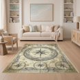 thumbnail image 1 of ODIKA 5'x7' Washable Area Rug Easy Care, Non-Shedding, Pet Friendly, Antique Navigation Compass Rose Directional Chart Distressed for Small Living Room, Bedroom, 1 of 7