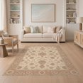 thumbnail image 1 of ODIKA 5'x7' Washable Area Rug Easy Care, Non-Shedding, Pet Friendly, Beige and Rose Floral Elegance Intricate Botanical Motif with Ornate Border for Small Living Room, Bedroom, 1 of 7