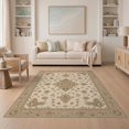 thumbnail image 1 of ODIKA 5'x7' Washable Area Rug Easy Care, Non-Shedding, Pet Friendly, Beige and Sage Floral Medallion Elegant Botanical Motif with Intricate Borders for Small Living Room, Bedroom, 1 of 6