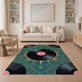 thumbnail image 1 of ODIKA 5'x7' Washable Area Rug Easy Care, Non-Shedding, Pet Friendly, Cd Vinyl Record Disc Geometric Border Round Retro Music Refined for Small Living Room, Bedroom, 1 of 7