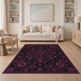 thumbnail image 1 of ODIKA 5'x7' Washable Area Rug Easy Care, Non-Shedding, Pet Friendly, Charcoal Black Witchy Victorian Plum Gothic Maximalist Florals with Boho Medallion for Small Living Room, Bedroom, 1 of 7