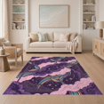 thumbnail image 1 of ODIKA 5'x7' Washable Area Rug Easy Care, Non-Shedding, Pet Friendly, Deep Purple Pink Decor Mermaid Galaxy Dreamy Cosmic Motif with Rainbow Streaks for Small Living Room, Bedroom, 1 of 7