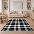 thumbnail image 1 of ODIKA 5'x7' Washable Area Rug Easy Care, Non-Shedding, Pet Friendly, Door Plaid Welcome Farmhouse Bold Gingham Grid Border Front Layered for Small Living Room, Bedroom, 1 of 7