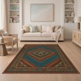thumbnail image 1 of ODIKA 5'x7' Washable Area Rug Easy Care, Non-Shedding, Pet Friendly, Hooks Terracotta Cowboy Ochre Southwestern Aztec Motif Band Round for Small Living Room, Bedroom, 1 of 6