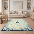 thumbnail image 1 of ODIKA 5'x7' Washable Area Rug Easy Care, Non-Shedding, Pet Friendly, Ocean Seashell Coral Reef Bathroom Nautical Wave Border Starfish Flowing Dynamic for Small Living Room, Bedroom, 1 of 7