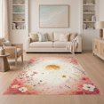 thumbnail image 1 of ODIKA 5'x7' Washable Area Rug Easy Care, Non-Shedding, Pet Friendly, Pink Cottagecore Boho Vintage Retro Whimsical Beige Maximalist for Small Living Room, Bedroom, 1 of 7