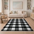 thumbnail image 1 of ODIKA 5'x7' Washable Area Rug Easy Care, Non-Shedding, Pet Friendly, Plaid Under Interlocking Balanced Lines Printed Artwork Doormat for Small Living Room, Bedroom, 1 of 7