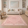 thumbnail image 1 of ODIKA 5'x7' Washable Area Rug Easy Care, Non-Shedding, Pet Friendly, Scroll Bordered Trellis Solid Shaggy Look Minimalist Pink Boho Refined for Small Living Room, Bedroom, 1 of 7