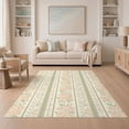 thumbnail image 1 of ODIKA 5'x7' Washable Area Rug Floral Vintage Rose Stripe With Romantic Spring Blooms And Cottage Border for Small Living Room, Bedroom, Easy Care, Non-Shedding, Pet Friendly, 1 of 7