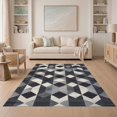 thumbnail image 1 of ODIKA 5'x7' Washable Area Rug Geometric Grid Abstract Interlocking Lattice Grey Alfombras Para for Dining Room, Under Table, Home Office, Non-Slip Chair-Friendly, 1 of 7