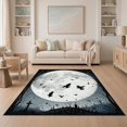 thumbnail image 1 of ODIKA 5'x7' Washable Area Rug Gothic Raven Flock Mystical Border Skull Damask Ornate Norse for Dining Room, Under Table, Home Office, Non-Slip Chair-Friendly, 1 of 7