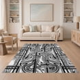 thumbnail image 1 of ODIKA 5'x7' Washable Area Rug Grey Abstract Swirling Grid Design Modern Minimalist Marble-Inspired Symmetry for Small Living Room, Bedroom, Easy Care, Non-Shedding, Pet Friendly, 1 of 7