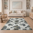 thumbnail image 1 of ODIKA 5'x7' Washable Area Rug Grey Faded Under Grid Layout Highlight Balanced Neutral Abstract for Small Living Room, Bedroom, Easy Care, Non-Shedding, Pet Friendly, 1 of 7