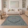 thumbnail image 1 of ODIKA 5'x7' Washable Area Rug Grey Neutral Crisp Vintage Ornamental Ivory Tan Boho Ash for Dining Room, Under Table, Home Office, Non-Slip Chair-Friendly, 1 of 7