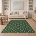 thumbnail image 1 of ODIKA 5'x7' Washable Area Rug Leaves Interlocking With Festive Holly Scroll Trim Christmas Green Refined for Guest Room, Lounge, Apartment, Non-Slip Low Profile, Stain Resistant, 1 of 7
