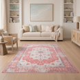 thumbnail image 1 of ODIKA 5'x7' Washable Area Rug Mauve Dusty Vintage Scroll Distressed Boho Border Motifs Trellis for Small Living Room, Bedroom, Easy Care, Non-Shedding, Pet Friendly, 1 of 7