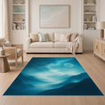 thumbnail image 1 of ODIKA 5'x7' Washable Area Rug Midnight Blue Deep Serene Waves Design Elegant Flowing Lines and Tranquil Moon Motif for Small Living Room, Bedroom, Easy Care, Non-Shedding, Pet Friendly, 1 of 7