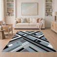 thumbnail image 1 of ODIKA 5'x7' Washable Area Rug Modern Design With Bold Diagonal Bands Abstract Striped Minimalist Playful for Dining Room, Under Table, Home Office, Non-Slip Chair-Friendly, 1 of 7