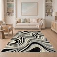 thumbnail image 1 of ODIKA 5'x7' Washable Area Rug Modern Marbled With Boho Swirling Vein Motif Accents Abstract Flowing Dynamic for Guest Room, Lounge, Apartment, Non-Slip Low Profile, Stain Resistant, 1 of 7