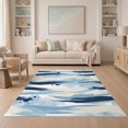 thumbnail image 1 of ODIKA 5'x7' Washable Area Rug With Modern Watercolor Wave Motifs Abstract Brushstroke Design Playful for Guest Room, Lounge, Apartment, Non-Slip Low Profile, Stain Resistant, 1 of 7