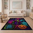 thumbnail image 1 of ODIKA 5'x7' Washable Area Rug Multicolor Halloween Scene Vibrant Spooky Motifs with Gothic for Dining Room, Under Table, Home Office, Non-Slip Chair-Friendly, 1 of 7