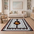 thumbnail image 1 of ODIKA 5'x7' Washable Area Rug Music Cd Piano Keyboard Border Musical Notes Guitar Motif Disc for Dining Room, Under Table, Home Office, Non-Slip Chair-Friendly, 1 of 7