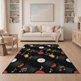 thumbnail image 1 of ODIKA 5'x7' Washable Area Rug Music Nostalgic Note Showcasing Layered Disc Round Vinyl Record for Guest Room, Lounge, Apartment, Non-Slip Low Profile, Stain Resistant, 1 of 7