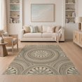 thumbnail image 1 of ODIKA 5'x7' Washable Area Rug Neutral Farmhouse Border Beige That Couch Bohemian Boho Cream Refined Structured for Guest Room, Lounge, Apartment, Non-Slip Low Profile, Stain Resistant, 1 of 7