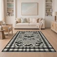 thumbnail image 1 of ODIKA 5'x7' Washable Area Rug Non-Slip, Chair-Friendly Bat Spooky Welcome Plaid Checkered Front Door Border Halloween Flowing Dynamic for Dining Room, Under Table, Home Office, 1 of 7