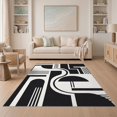 thumbnail image 1 of ODIKA 5'x7' Washable Area Rug Non-Slip, Chair-Friendly Black White Geometric Art Inspired Design Elegant Contrast with Bold Symmetrical for Dining Room, Under Table, Home Office, 1 of 7