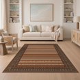 thumbnail image 1 of ODIKA 5'x7' Washable Area Rug Non-Slip, Chair-Friendly Boho Striped Central Chain Symmetrical Earthy Contrast Decor for Dining Room, Under Table, Home Office, 1 of 7