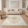 thumbnail image 1 of ODIKA 5'x7' Washable Area Rug Non-Slip, Chair-Friendly Cream Vintage Boho Bordered Bouquet Distressed Retro Motifs Neutral Flowing for Dining Room, Under Table, Home Office, 1 of 7