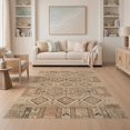 thumbnail image 1 of ODIKA 5'x7' Washable Area Rug Non-Slip, Chair-Friendly Entryway Boho Geometric Grid Farmhouse Distressed Motif Border for Dining Room, Under Table, Home Office, 1 of 7