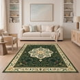 thumbnail image 1 of ODIKA 5'x7' Washable Area Rug Non-Slip, Chair-Friendly Foliage Circle Classroom Motivational Chrsitmas Round Leaves Rings Playful for Dining Room, Under Table, Home Office, 1 of 7