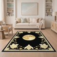 thumbnail image 1 of ODIKA 5'x7' Washable Area Rug Non-Slip, Chair-Friendly Greek Key Symmetrical Border Glam Round Sparkle Shimmer Sunburst for Dining Room, Under Table, Home Office, 1 of 7