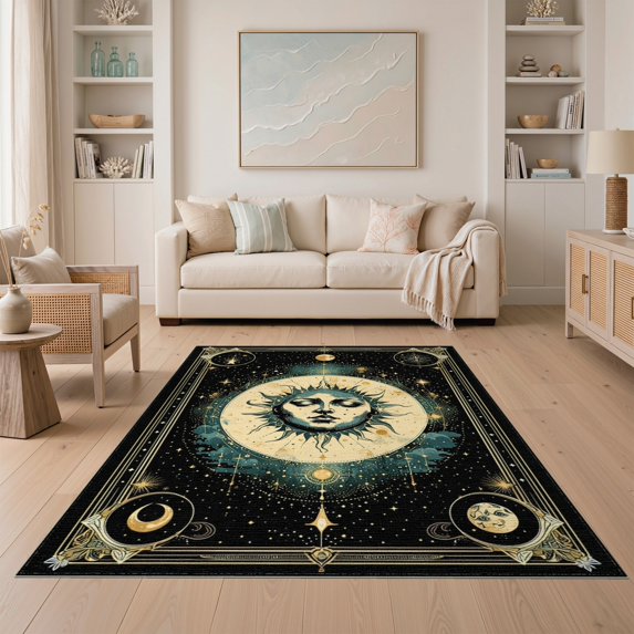 ODIKA 5'x7' Washable Area Rug Non-Slip, Chair-Friendly Halloween Goth Gothic Witchy Mushroom Motif Academia Moody Funky for Dining Room, Under Table, Home Office
