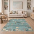 thumbnail image 1 of ODIKA 5'x7' Washable Area Rug Non-Slip, Chair-Friendly Turtle Ocean Animal Design With Coral Reef And Marine Life Border Sea Flowing for Dining Room, Under Table, Home Office, 1 of 7
