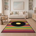 thumbnail image 1 of ODIKA 5'x7' Washable Area Rug Non-Slip, Chair-Friendly Vinyl Cd Record Vintage Retro Music Border Grooves Concentric Disc Flowing for Dining Room, Under Table, Home Office, 1 of 7