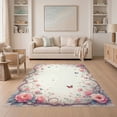 thumbnail image 1 of ODIKA 5'x7' Washable Area Rug Non-Slip, Low Pile, Stain Resistant Whimsical Vine Border Butterfly Motifs Pastel Toss Clusters for Guest Room, Lounge, Apartment, 1 of 7