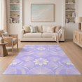 thumbnail image 1 of ODIKA 5'x7' Washable Area Rug Non-Slip, Low Pile, Stain Resistant Abstract Minimalist Border Motifs Swirl Gradient Purple Ombre Refined Structured for Guest Room, Lounge, Apartment, 1 of 7
