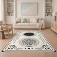 thumbnail image 1 of ODIKA 5'x7' Washable Area Rug Non-Slip, Low Pile, Stain Resistant Black Cream Geometric Elegance with Leaf Accents Circular Motif and Details in for Guest Room, Lounge, Apartment, 1 of 7