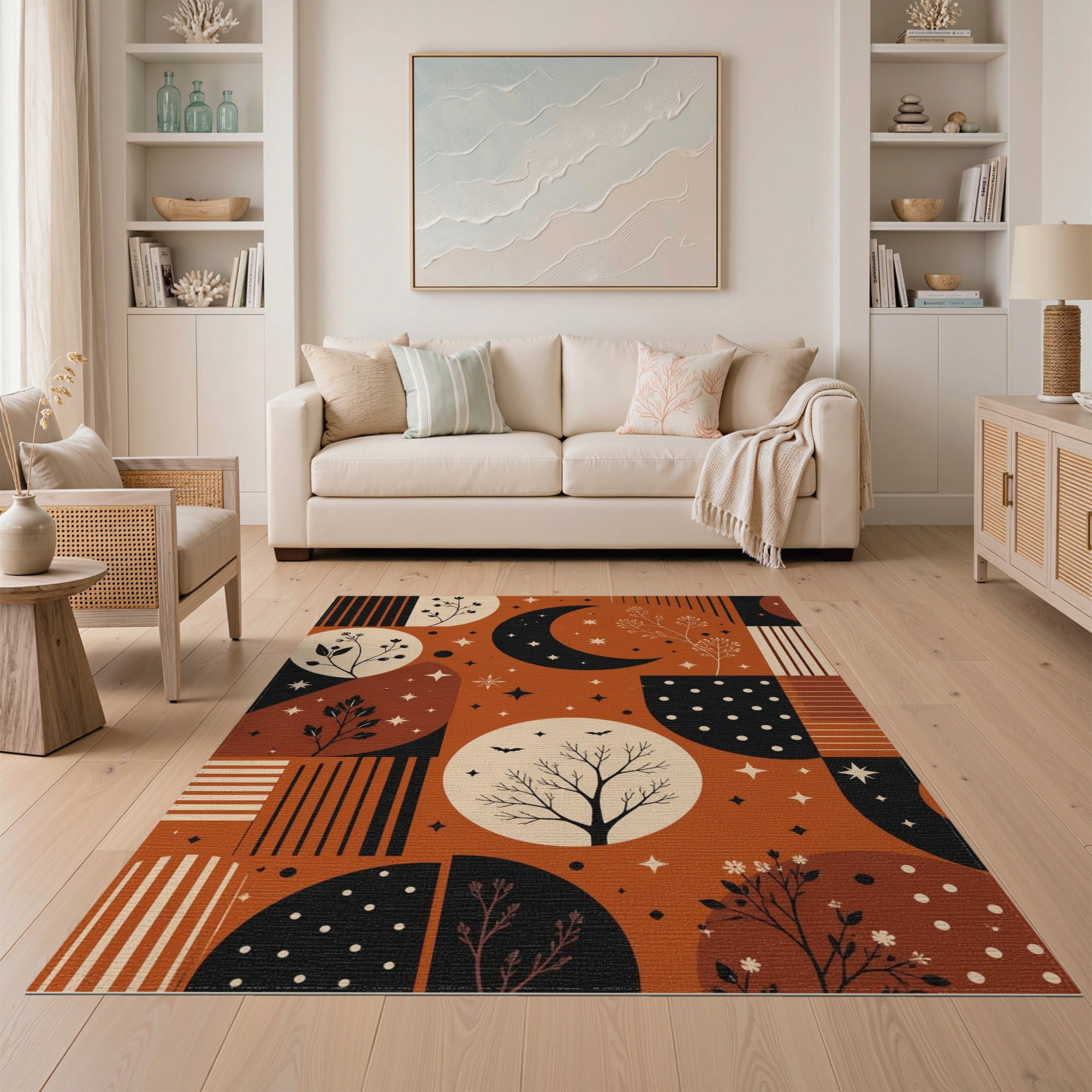 Mon Rusting ODIKA 5'x7' Washable Area Rug Non-Slip, Low Pile, Stain Resistant Black ...