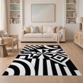 thumbnail image 1 of ODIKA 5'x7' Washable Area Rug Non-Slip, Low Pile, Stain Resistant Black White Geometric Precision Design Abstract Art Inspiration with Bold Contrasts for Guest Room, Lounge, Apartment, 1 of 7